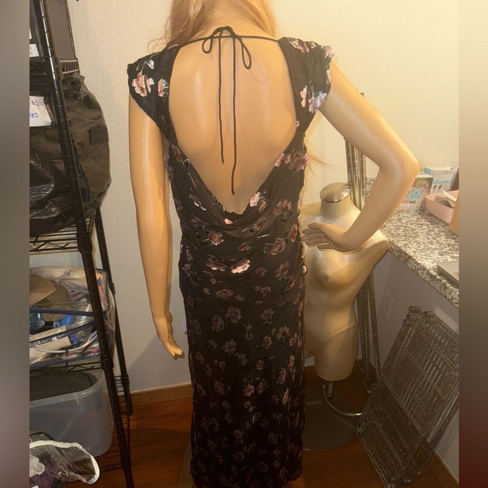 NWT For Love & Lemons Aigrette Floral Velvet Burnout Maxi Dress Size Large - Picture 4 of 14